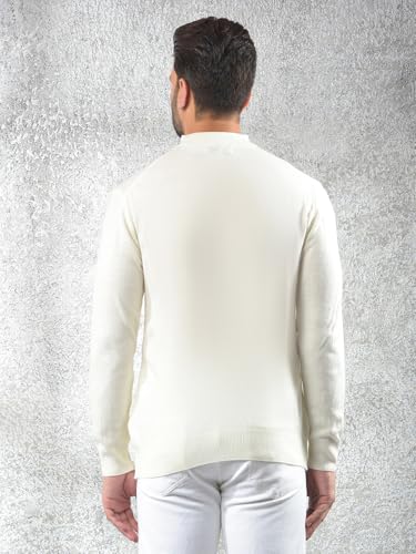 Crimsoune Club Men's Off White High-Neck Knitted Sweater (M)
