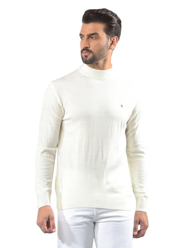 Crimsoune Club Men's Off White High-Neck Knitted Sweater (M)