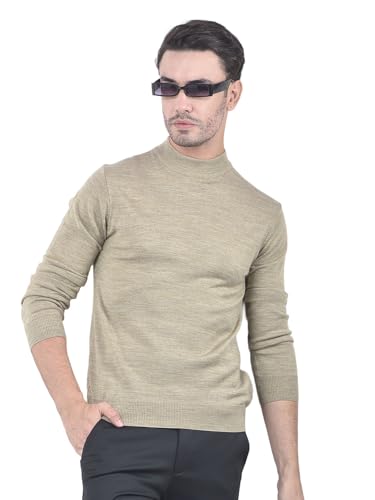 Crimsoune Club Men's Beige High-Neck Knitted Sweater (L)