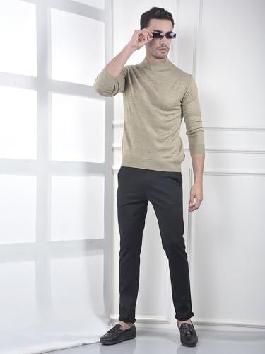 Crimsoune Club Men's Beige High-Neck Knitted Sweater (L)