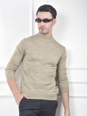 Crimsoune Club Men's Beige High-Neck Knitted Sweater (L)