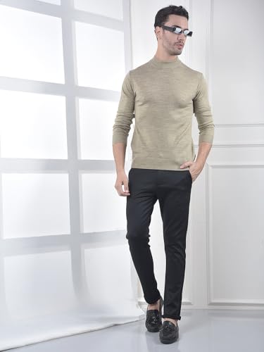 Crimsoune Club Men's Beige High-Neck Knitted Sweater (L)