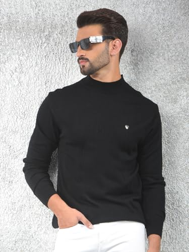 Crimsoune Club Men's Black High-Neck Knitted Sweater (XXL)