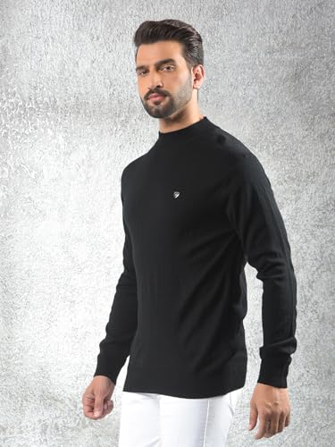 Crimsoune Club Men's Black High-Neck Knitted Sweater (XXL)