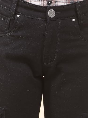 Crimsoune Club Boy's Black Straight Cargo Jeans (15-16Y)