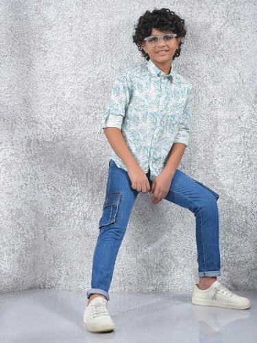 Crimsoune Club Boy's Blue 100% Cotton Straight Cargo Jeans (11-12Y)