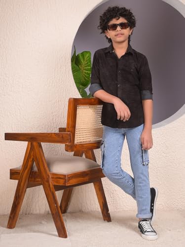 Crimsoune Club Boy's Blue 100% Cotton Straight Cargo Jeans (5-6Y)