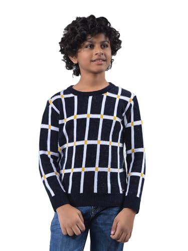 Crimsoune Club Boy's Black Checked Sweater (11-12Y)