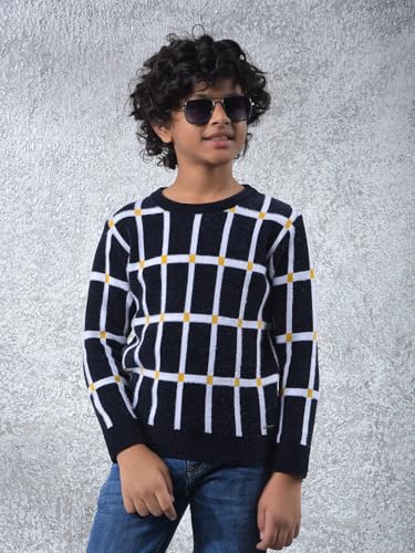 Crimsoune Club Boy's Black Checked Sweater (11-12Y)