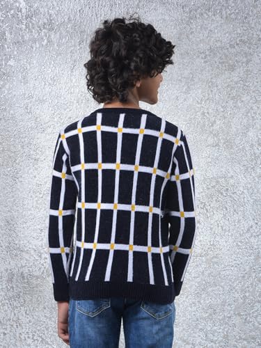 Crimsoune Club Boy's Black Checked Sweater (11-12Y)