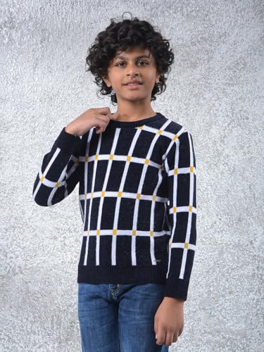 Crimsoune Club Boy's Black Checked Sweater (11-12Y)