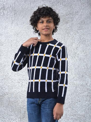 Crimsoune Club Boy's Black Checked Sweater (11-12Y)