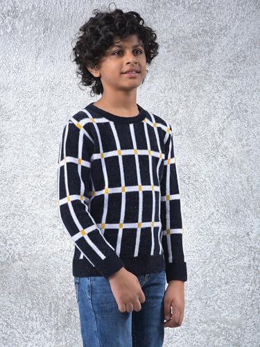 Crimsoune Club Boy's Black Checked Sweater (11-12Y)