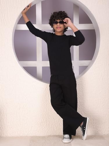 Crimsoune Club Boy's Black Jacquard Sweater (5-6Y)