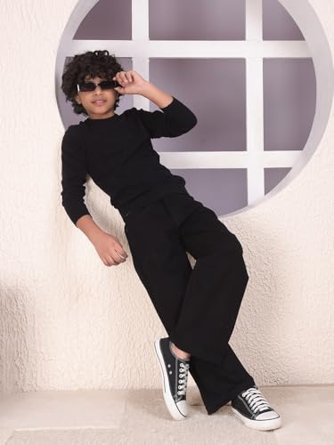 Crimsoune Club Boy's Black Jacquard Sweater (5-6Y)