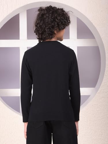 Crimsoune Club Boy's Black Jacquard Sweater (5-6Y)