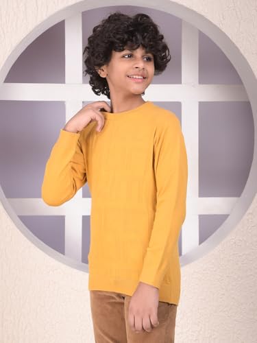 Crimsoune Club Boy's Mustard Jacquard Sweater (5-6Y)