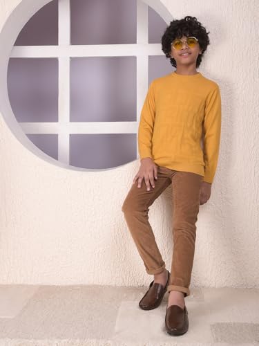 Crimsoune Club Boy's Mustard Jacquard Sweater (5-6Y)