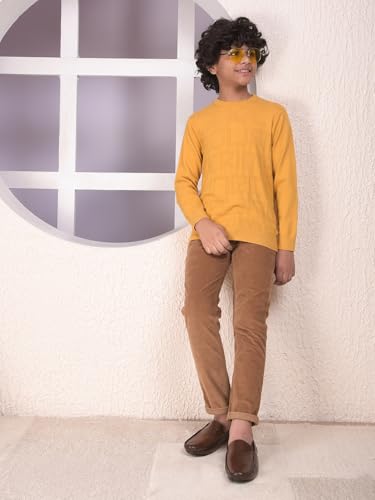 Crimsoune Club Boy's Mustard Jacquard Sweater (5-6Y)