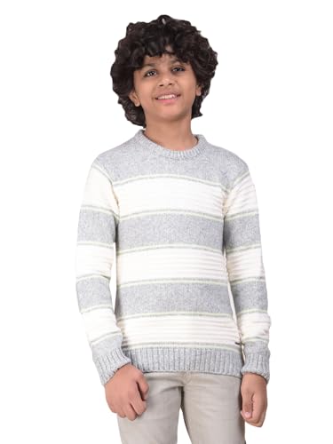 Crimsoune Club Boy's Grey Horizontal Stripes Knitted Sweater (5-6Y) - Goyalsons ShopMax