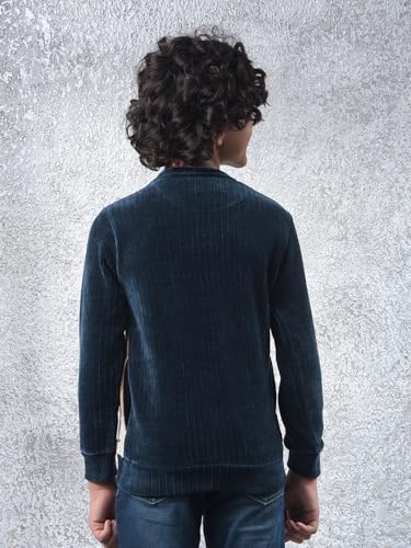 Crimsoune Club Boy's Navy Blue Color-Block Sweatshirt (11-12Y)