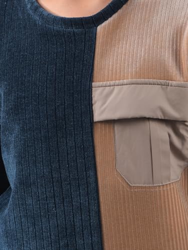 Crimsoune Club Boy's Navy Blue Color-Block Sweatshirt (11-12Y)