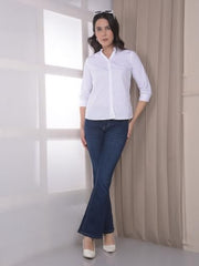 Crimsoune Club Women's Trendy Crisp White V-Neck Shirt