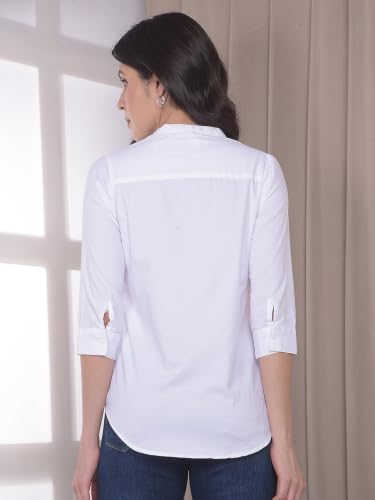 Crimsoune Club Women's Trendy Crisp White V-Neck Shirt