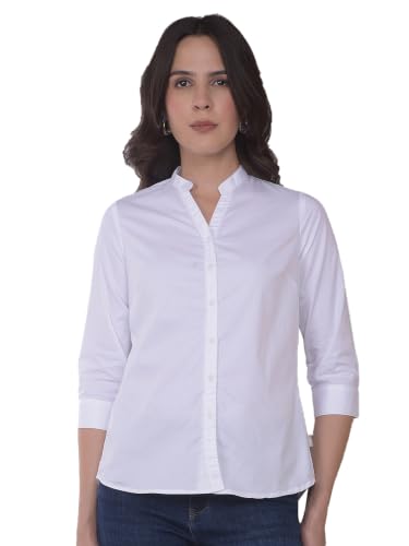 Crimsoune Club Women's Trendy Crisp White V-Neck Shirt
