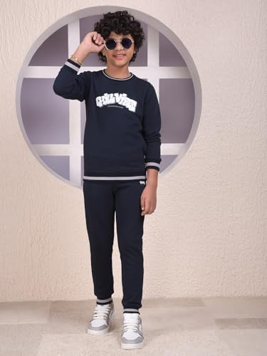 Crimsoune Club Boy's Navy Blue Typographic Print Sweatshirt (5-6Y)