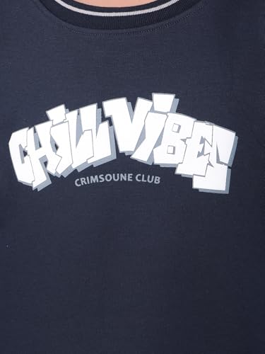 Crimsoune Club Boy's Navy Blue Typographic Print Sweatshirt (5-6Y)