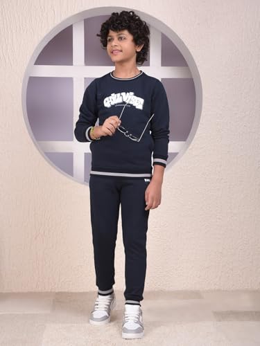 Crimsoune Club Boy's Navy Blue Typographic Print Sweatshirt (5-6Y)