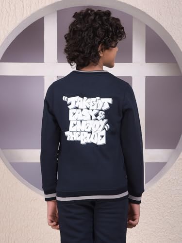 Crimsoune Club Boy's Navy Blue Typographic Print Sweatshirt (5-6Y)
