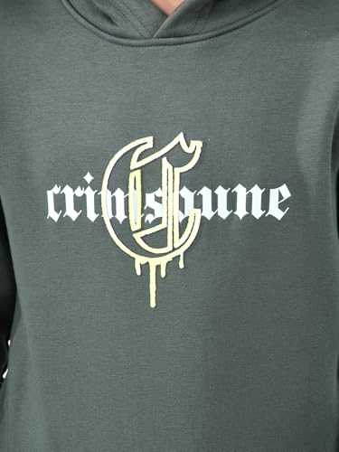 Crimsoune Club Boy's Olive Typographic Print Hooded Neck Sweatshirt (5-6Y)