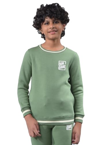 Crimsoune Club Boy's Green Printed Sweatshirt (11-12Y)