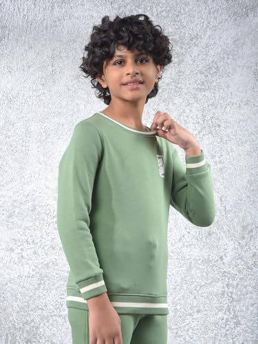 Crimsoune Club Boy's Green Printed Sweatshirt (11-12Y)