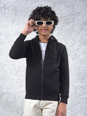 Crimsoune Club Boy's Black Hooded Neck Sweatshirt (5-6Y)