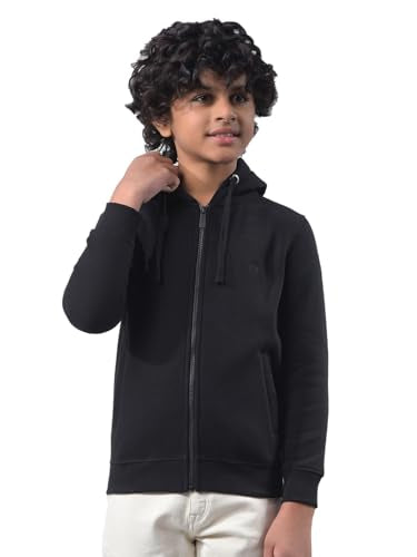 Crimsoune Club Boy's Black Hooded Neck Sweatshirt (5-6Y)