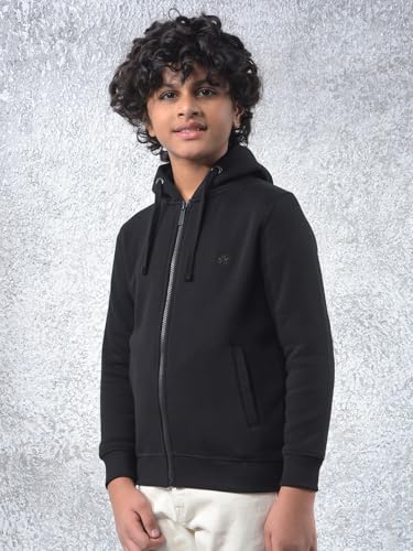 Crimsoune Club Boy's Black Hooded Neck Sweatshirt (5-6Y)