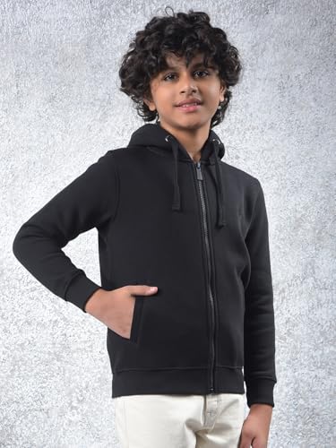 Crimsoune Club Boy's Black Hooded Neck Sweatshirt (5-6Y)