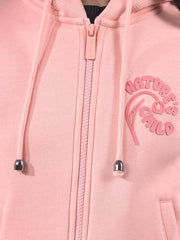 Crimsoune Club Girl's Pink Hooded Neck Knitted Sweatshirt (9-10Y)