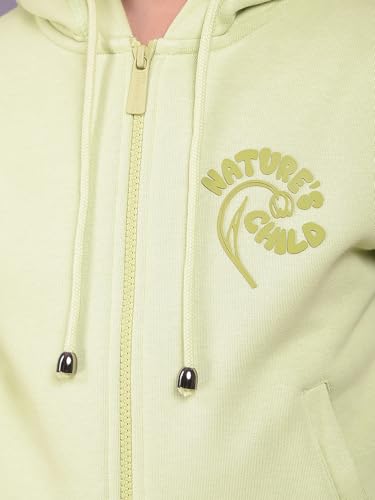 Crimsoune Club Girl's Green Hooded Neck Sweatshirt (9-10Y)