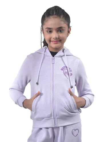 Crimsoune Club Girl's Purple Hooded Neck Knitted Sweatshirt (9-10Y)
