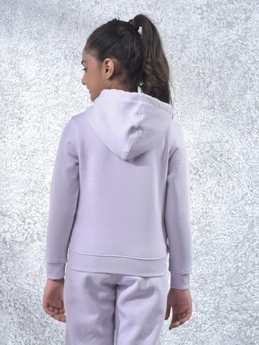 Crimsoune Club Girl's Purple Hooded Neck Knitted Sweatshirt (9-10Y)