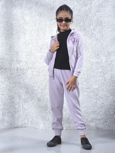 Crimsoune Club Girl's Purple Hooded Neck Knitted Sweatshirt (9-10Y)