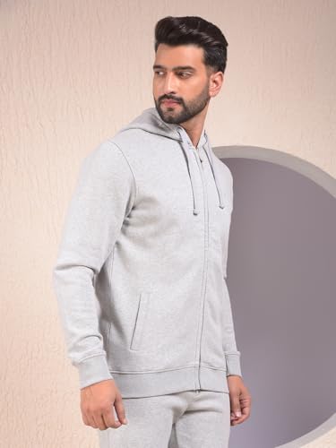 Crimsoune Club Men's Grey Hooded Neck Sweatshirt (M)