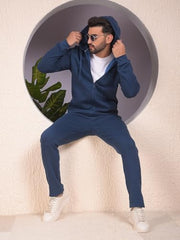 Crimsoune Club Men's Blue Hooded Neck Sweatshirt (XXXL)