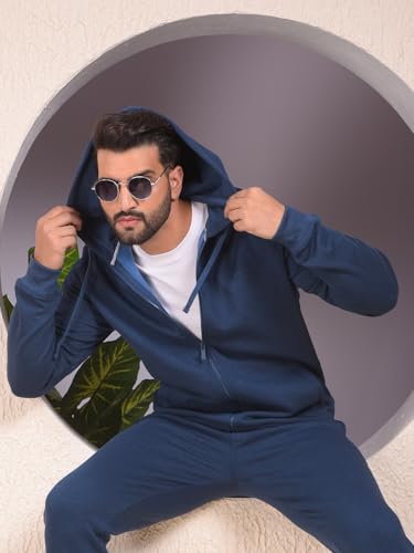 Crimsoune Club Men's Blue Hooded Neck Sweatshirt (XXXL)