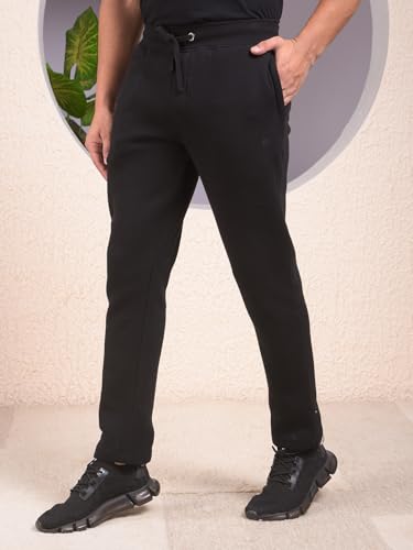 Crimsoune Club Men's Black Comfortable Knitted Trackpants