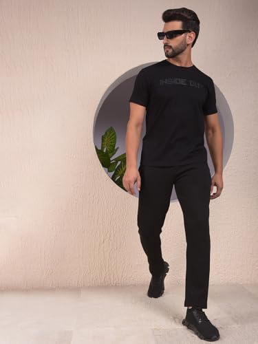 Crimsoune Club Men's Black Comfortable Knitted Trackpants